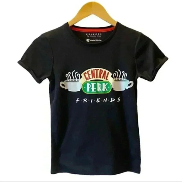 Friends T-Shirt Central Perk Graphic Print Cropped Fitted Y2K Baby Tee Black XS - Picture 4 of 16
